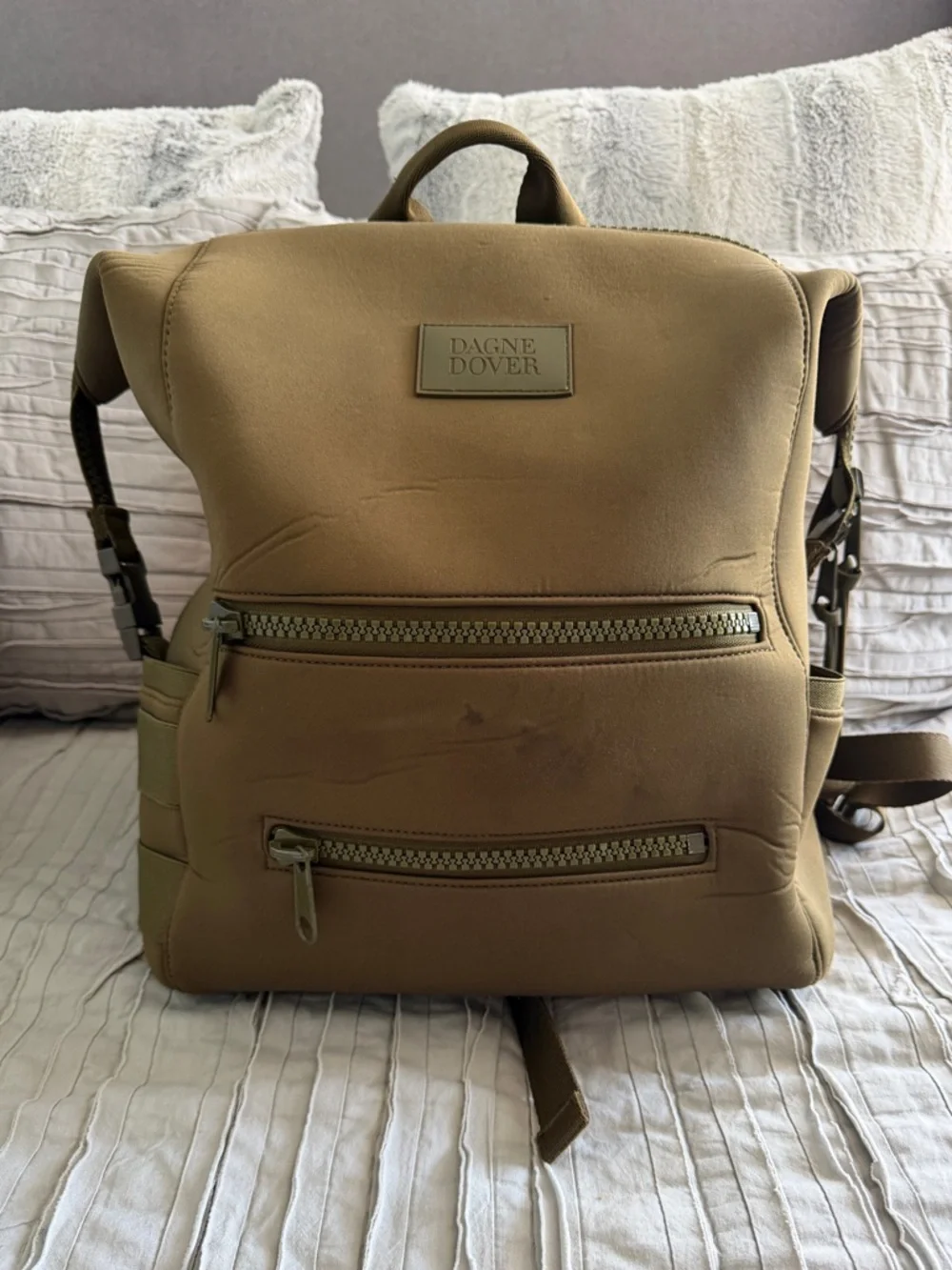 Dagne Dover INDI NEOPRENE DIAPER BACKPACK Dark Moss - a deep olive green